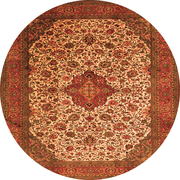 Machine Washable Medallion Orange Traditional Area Rugs, wshtr1882org