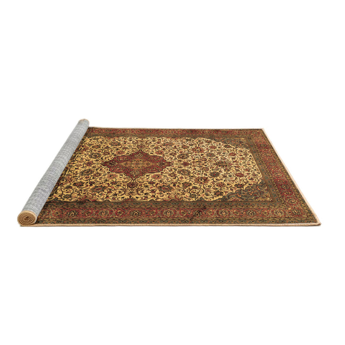 Sideview of Machine Washable Medallion Brown Traditional Rug, wshtr1882brn