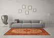 Machine Washable Medallion Orange Traditional Area Rugs in a Living Room, wshtr1882org