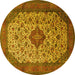 Round Medallion Yellow Traditional Rug, tr1882yw