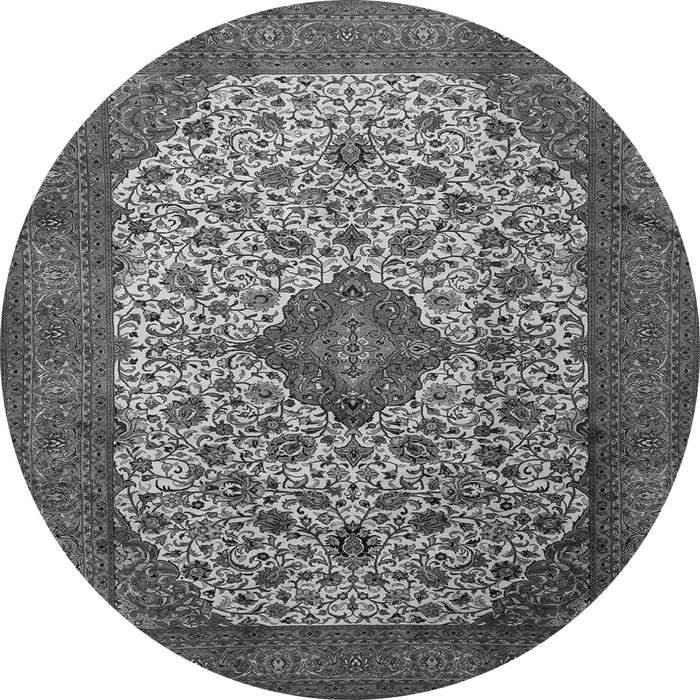 Machine Washable Medallion Gray Traditional Rug, wshtr1882gry