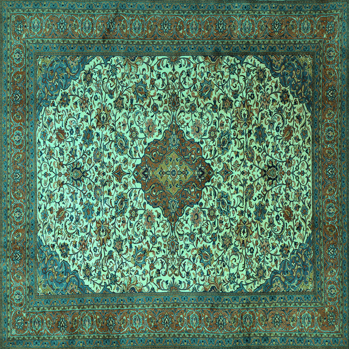 Square Medallion Turquoise Traditional Rug, tr1882turq