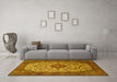 Machine Washable Medallion Yellow Traditional Rug in a Living Room, wshtr1882yw