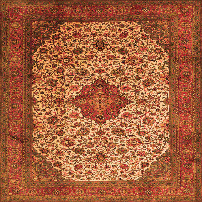 Serging Thickness of Medallion Orange Traditional Rug, tr1882org