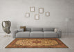 Machine Washable Medallion Brown Traditional Rug in a Living Room,, wshtr1882brn