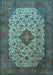 Machine Washable Medallion Light Blue Traditional Rug, wshtr1882lblu