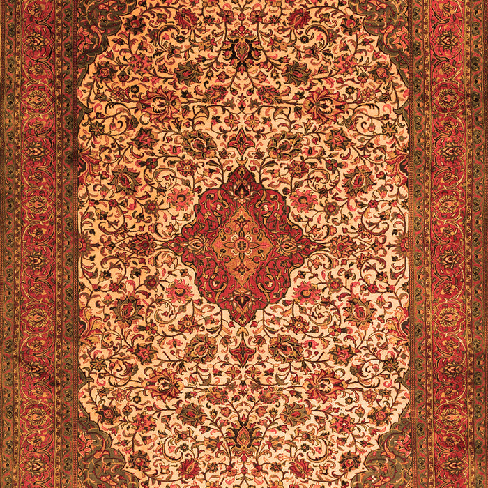 Serging Thickness of Machine Washable Medallion Orange Traditional Area Rugs, wshtr1882org