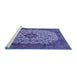 Sideview of Machine Washable Medallion Blue Traditional Rug, wshtr1882blu