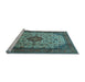 Sideview of Machine Washable Medallion Light Blue Traditional Rug, wshtr1882lblu