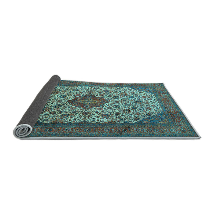 Sideview of Medallion Light Blue Traditional Rug, tr1882lblu