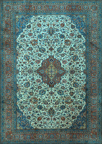 Medallion Light Blue Traditional Rug, tr1882lblu