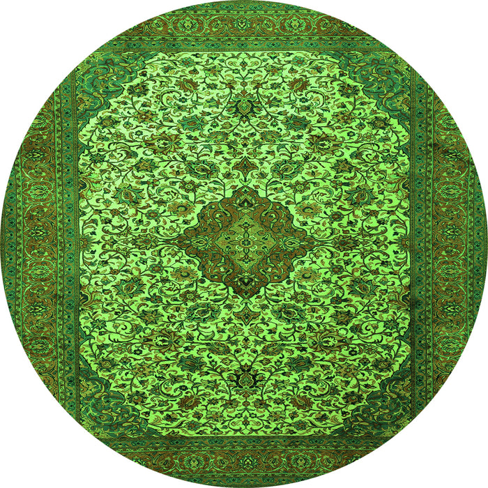 Machine Washable Medallion Green Traditional Area Rugs, wshtr1882grn