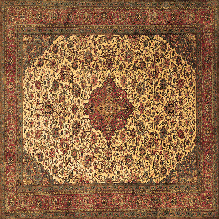 Square Medallion Brown Traditional Rug, tr1882brn