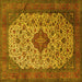 Square Medallion Yellow Traditional Rug, tr1882yw