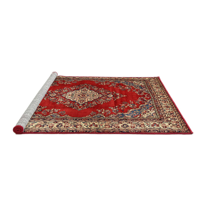 Sideview of Machine Washable Traditional Tomato Red Rug, wshtr1883