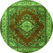 Machine Washable Medallion Green Traditional Area Rugs, wshtr1883grn