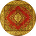 Round Medallion Yellow Traditional Rug, tr1883yw