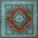 Square Medallion Light Blue Traditional Rug, tr1883lblu