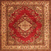 Serging Thickness of Medallion Orange Traditional Rug, tr1883org