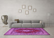 Machine Washable Medallion Purple Traditional Area Rugs in a Living Room, wshtr1883pur