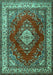 Machine Washable Medallion Turquoise Traditional Area Rugs, wshtr1883turq