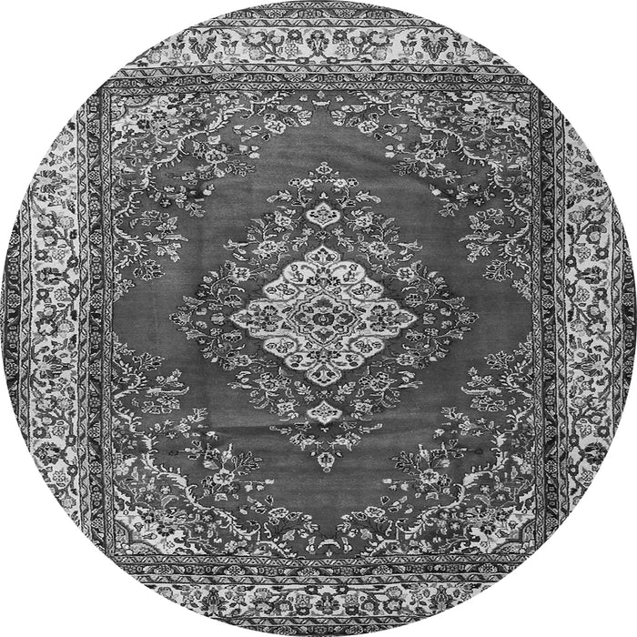 Machine Washable Medallion Gray Traditional Rug, wshtr1883gry