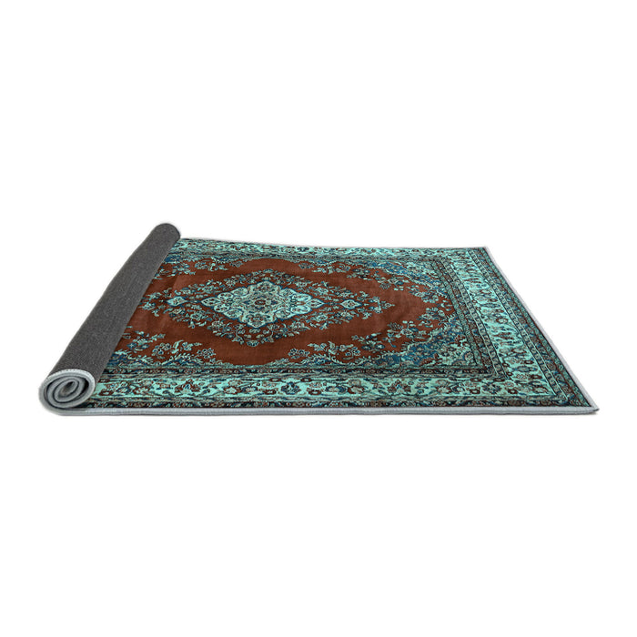 Sideview of Medallion Light Blue Traditional Rug, tr1883lblu