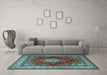 Machine Washable Medallion Light Blue Traditional Rug in a Living Room, wshtr1883lblu