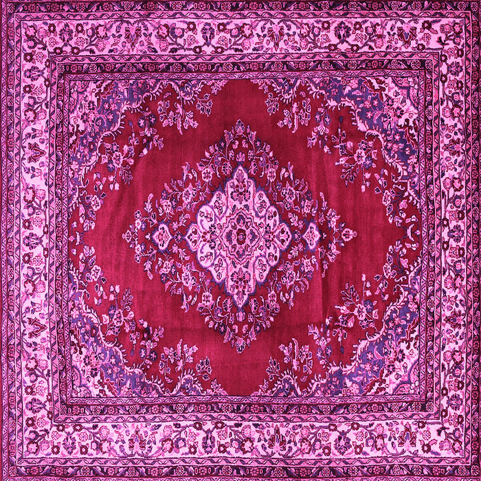 Square Machine Washable Medallion Pink Traditional Rug, wshtr1883pnk
