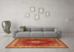 Machine Washable Medallion Orange Traditional Area Rugs in a Living Room, wshtr1883org