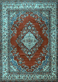 Medallion Light Blue Traditional Rug, tr1883lblu