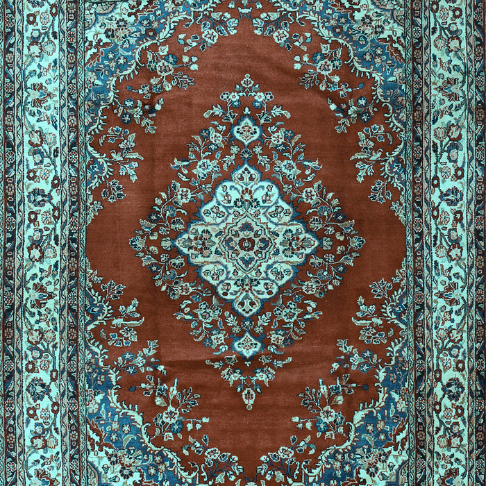Machine Washable Medallion Light Blue Traditional Rug, wshtr1883lblu