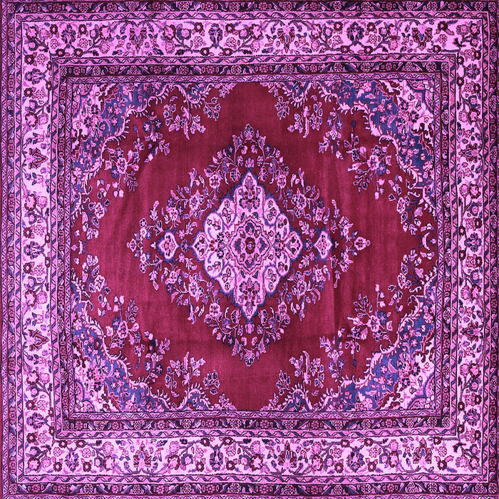 Square Machine Washable Medallion Purple Traditional Area Rugs, wshtr1883pur
