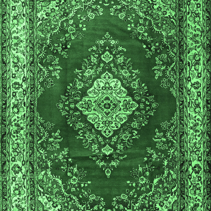 Machine Washable Medallion Emerald Green Traditional Area Rugs, wshtr1883emgrn