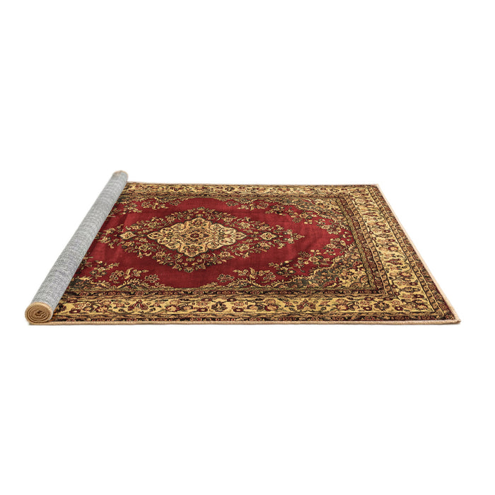 Sideview of Machine Washable Medallion Brown Traditional Rug, wshtr1883brn