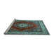 Sideview of Machine Washable Medallion Light Blue Traditional Rug, wshtr1883lblu