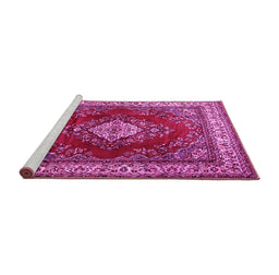 Sideview of Machine Washable Medallion Pink Traditional Rug, wshtr1883pnk