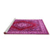 Sideview of Machine Washable Medallion Pink Traditional Rug, wshtr1883pnk