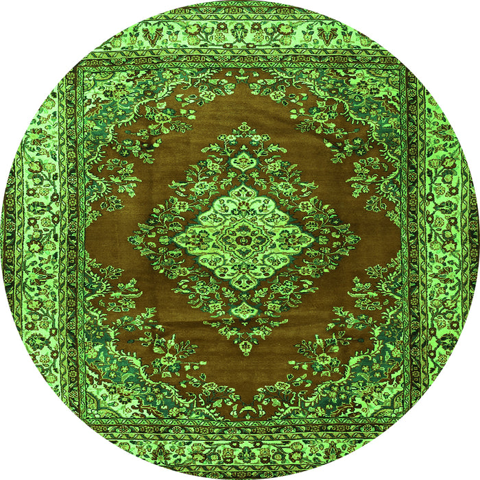 Square Medallion Green Traditional Rug, tr1883grn