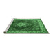 Sideview of Machine Washable Medallion Emerald Green Traditional Area Rugs, wshtr1883emgrn