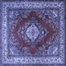 Square Machine Washable Medallion Blue Traditional Rug, wshtr1883blu