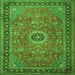 Round Machine Washable Persian Green Traditional Area Rugs, wshtr1884grn