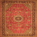 Round Machine Washable Persian Orange Traditional Area Rugs, wshtr1884org