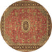 Round Machine Washable Persian Brown Traditional Rug, wshtr1884brn