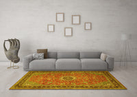 Machine Washable Persian Yellow Traditional Rug, wshtr1884yw