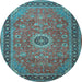 Round Machine Washable Persian Light Blue Traditional Rug, wshtr1884lblu