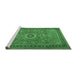 Sideview of Machine Washable Persian Emerald Green Traditional Area Rugs, wshtr1884emgrn