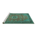 Sideview of Machine Washable Persian Turquoise Traditional Area Rugs, wshtr1884turq