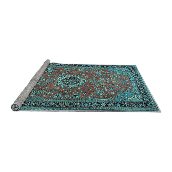 Sideview of Machine Washable Persian Light Blue Traditional Rug, wshtr1884lblu