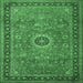 Square Machine Washable Persian Emerald Green Traditional Area Rugs, wshtr1884emgrn